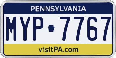 PA license plate MYP7767