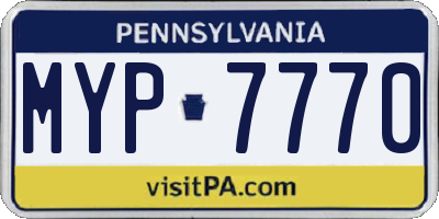 PA license plate MYP7770