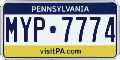 PA license plate MYP7774