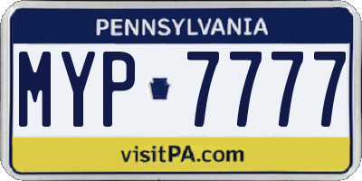 PA license plate MYP7777
