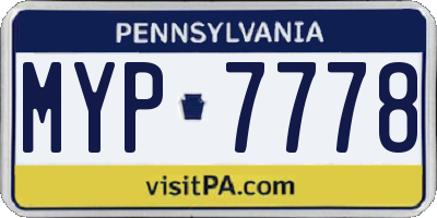 PA license plate MYP7778