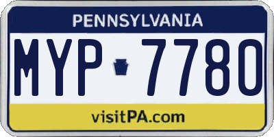 PA license plate MYP7780