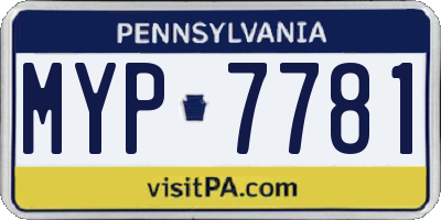 PA license plate MYP7781
