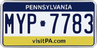 PA license plate MYP7783