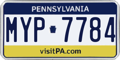 PA license plate MYP7784