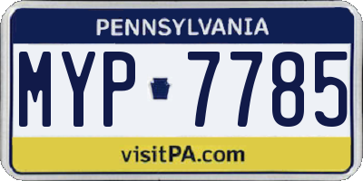 PA license plate MYP7785