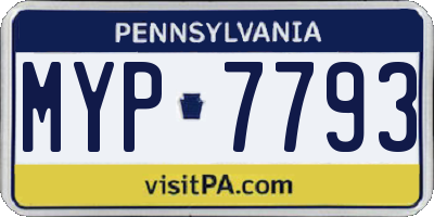 PA license plate MYP7793