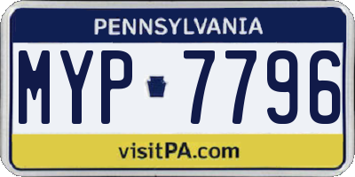 PA license plate MYP7796