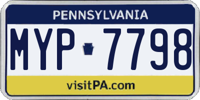 PA license plate MYP7798