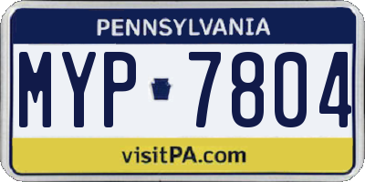 PA license plate MYP7804