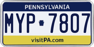 PA license plate MYP7807