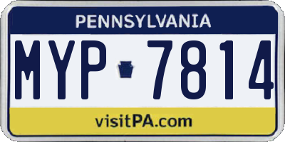 PA license plate MYP7814