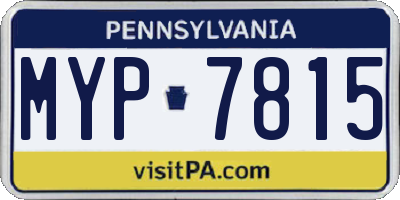 PA license plate MYP7815