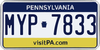 PA license plate MYP7833