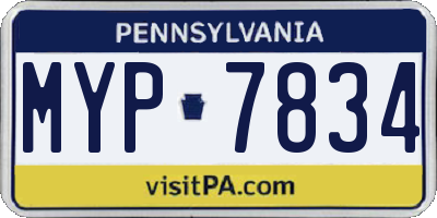 PA license plate MYP7834