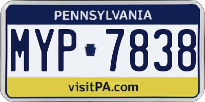 PA license plate MYP7838