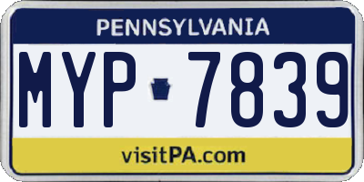 PA license plate MYP7839
