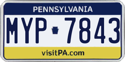 PA license plate MYP7843