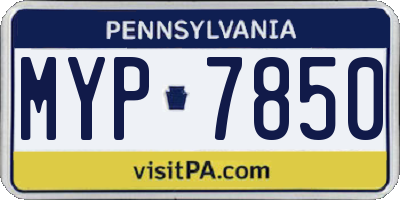PA license plate MYP7850
