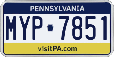 PA license plate MYP7851