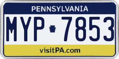 PA license plate MYP7853