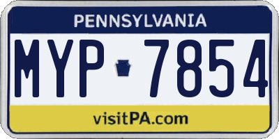 PA license plate MYP7854