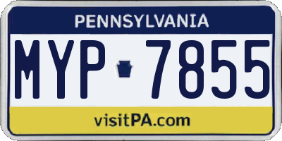 PA license plate MYP7855