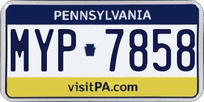 PA license plate MYP7858
