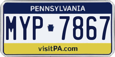 PA license plate MYP7867