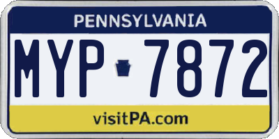PA license plate MYP7872