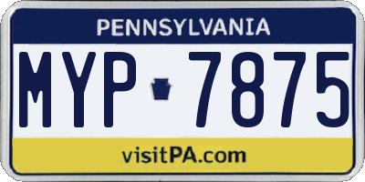PA license plate MYP7875