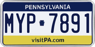 PA license plate MYP7891