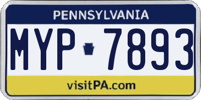 PA license plate MYP7893