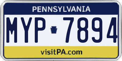 PA license plate MYP7894