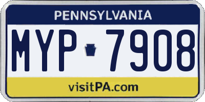 PA license plate MYP7908