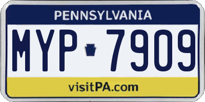 PA license plate MYP7909