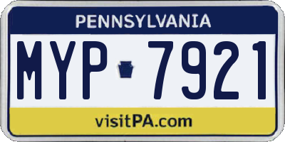 PA license plate MYP7921