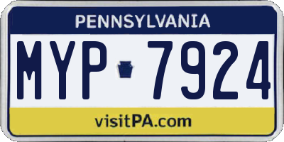PA license plate MYP7924