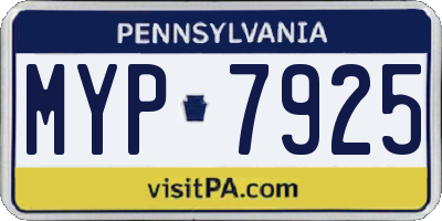 PA license plate MYP7925