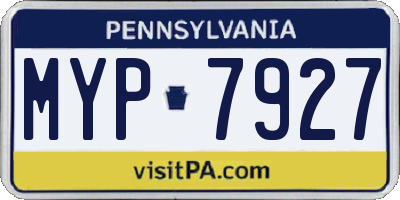 PA license plate MYP7927