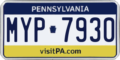 PA license plate MYP7930