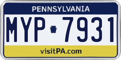 PA license plate MYP7931