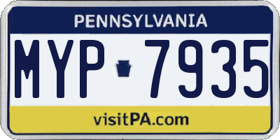 PA license plate MYP7935