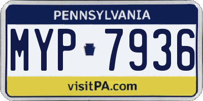 PA license plate MYP7936