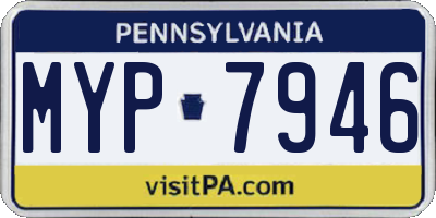 PA license plate MYP7946