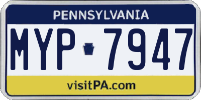 PA license plate MYP7947