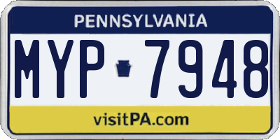 PA license plate MYP7948