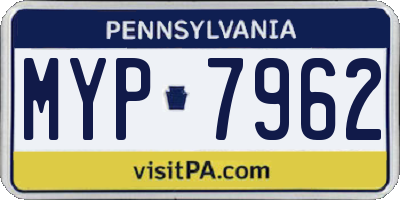 PA license plate MYP7962
