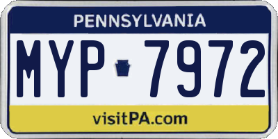 PA license plate MYP7972