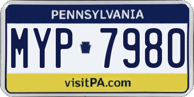PA license plate MYP7980